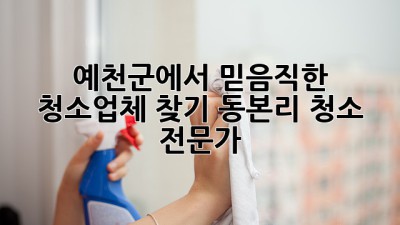 예천군에서 믿음직한 청소업체 찾기: 동본리 청소 전문가
